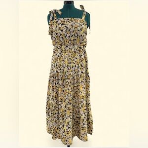 Sanctuary Black and Yellow Floral Midi Dress